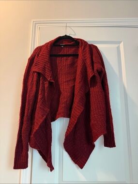 Charlotte Russe Deep Red Open-Front Knit Cardigan